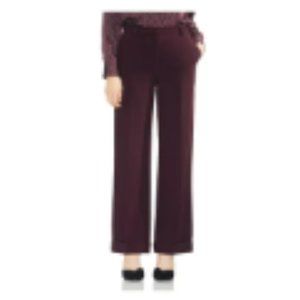 NWT Vince Camuto Bi-Stretch Crepe Wide Leg Cuffed Pants Port Women's Casual Pant